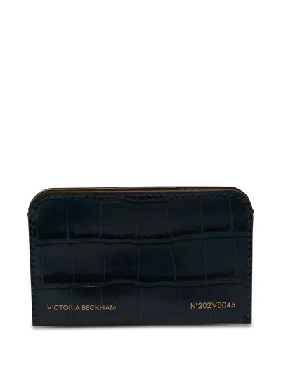 Victoria Beckham Crocodile-embossed Cardholder In Blue