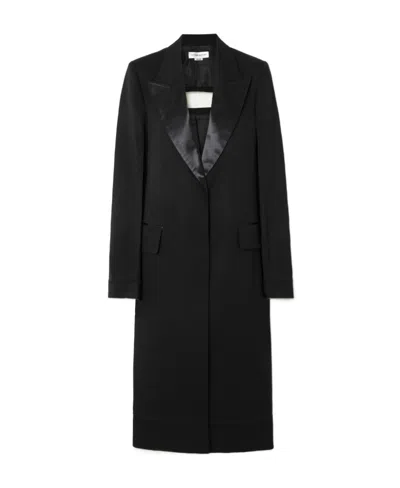 Victoria Beckham Crombie Dug And Cut Coat In Black