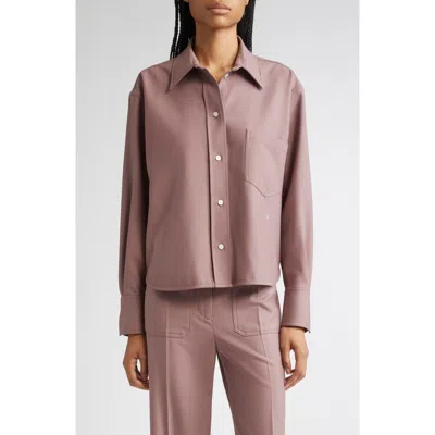 Victoria Beckham Crop Button-up Shirt In Purple