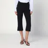 Victoria Beckham Wool Blend Cropped Trousers With Belt Loops In Black