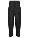 Victoria Beckham Double Waistband Pleated Wool Blend Pants In Black