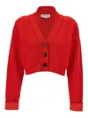 Victoria Beckham Cropped V-neck Cardigan In Red