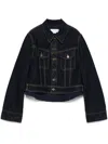 Victoria Beckham Contrast Stitching Cropped Denim Jacket In Blue