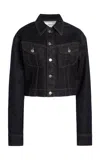 Victoria Beckham Denim Cropped Jacket In Dark Wash