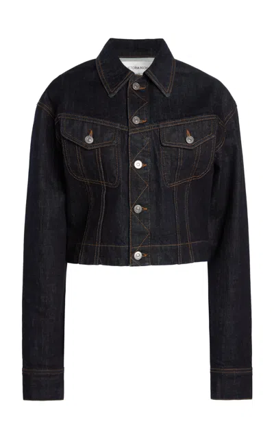 Victoria Beckham Denim Cropped Jacket In Dark Wash
