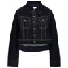 Victoria Beckham Contrast Stitching Cropped Denim Jacket In Purple