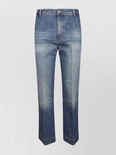 Victoria Beckham Cropped Denim Trousers Belt Loops In Blue