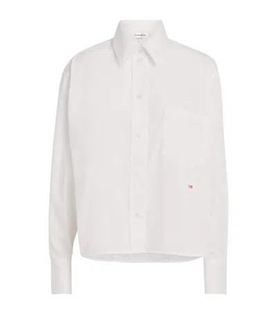 Victoria Beckham Cropped Shirt With Logo Embroidery Shirt And Blouse White