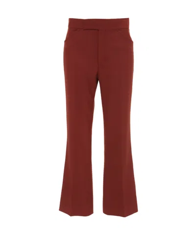 Victoria Beckham Cropped Flared Trousers In Red