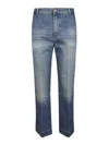 Victoria Beckham Cropped Denim Trousers Belt Loops In Blue