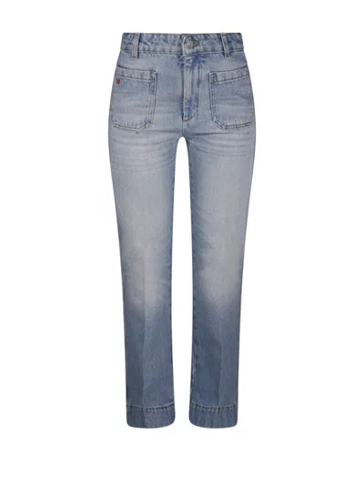 Victoria Beckham Cropped Kick Alina Jeans In Blue