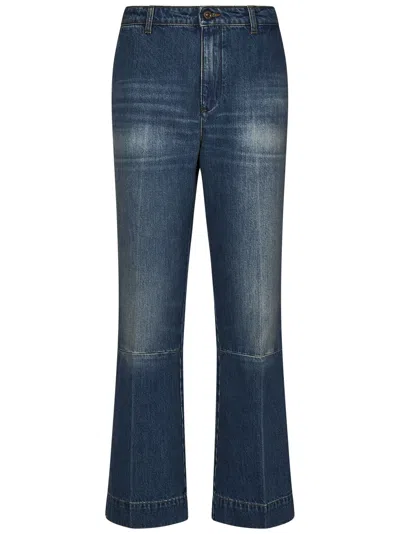 Victoria Beckham Cropped Kick Jeans In Blue
