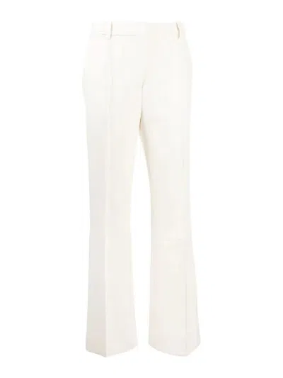 Victoria Beckham Tailored Cotton-blend Trousers In Blanco