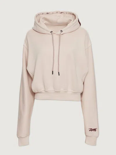 Victoria Beckham Cropped Logo Hoody In Soft Ecru