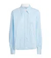 Victoria Beckham Cropped Long Sleeve Shirt In Blue