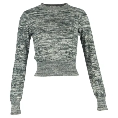 Victoria Beckham Cropped Marled Sweater In Grey Cotton In Gray
