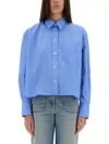 Victoria Beckham Shirt Cropped Long Sleeves In Blue