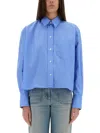 Victoria Beckham Shirt Cropped Long Sleeves In Blue