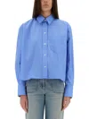 Victoria Beckham Shirt Cropped Long Sleeves In Blue