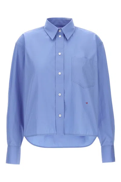 VICTORIA BECKHAM CROPPED SHIRT WITH LOGO EMBROIDERY