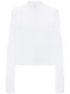 Victoria Beckham Cropped Mandarin Collar Striped Shirt In White