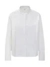 Victoria Beckham Cropped Mandarin Collar Striped Shirt In White