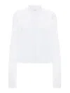 Victoria Beckham Cropped Mandarin Collar Striped Shirt In White