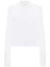 Victoria Beckham Cropped Mandarin Collar Striped Shirt In White