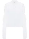 Victoria Beckham Cropped Mandarin Collar Striped Shirt In White