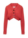 Victoria Beckham Cropped V-neck Cardigan In Red