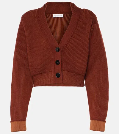 Victoria Beckham Cropped Wool-blend Cardigan In Red