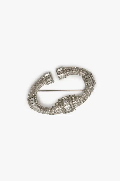 Victoria Beckham Crystal Brooch In Metallic