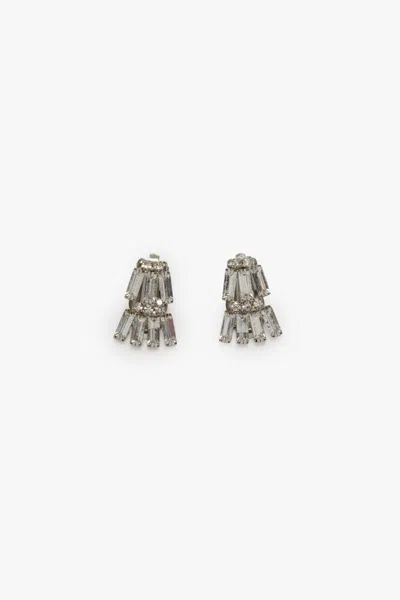Victoria Beckham Crystal Clip Earrings In Metallic