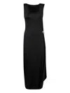 Victoria Beckham Asymmetric Fluid Drape Midi Dress In Black