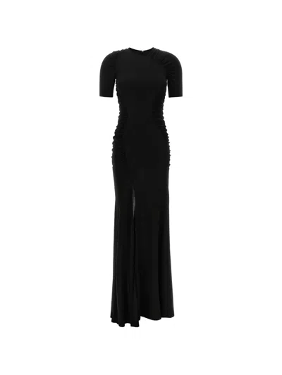 Victoria Beckham Curling Ruched-detail Maxi Dress In Black