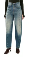 Victoria Beckham Curved Leg Jeans Classic Blue Wash In Blue