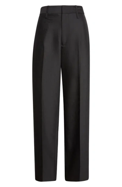 Victoria Beckham Curved Leg Virgin Wool Blend Suiting Pants In Black