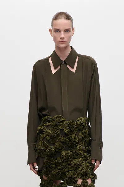 Victoria Beckham Cut Out Collar Blouse In Green