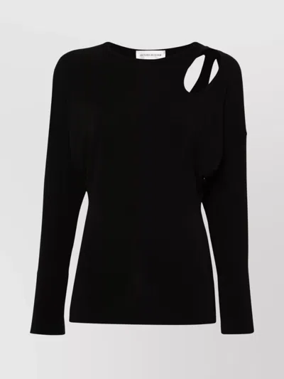 Victoria Beckham Cut-out Detail Long Sleeve Top In Black