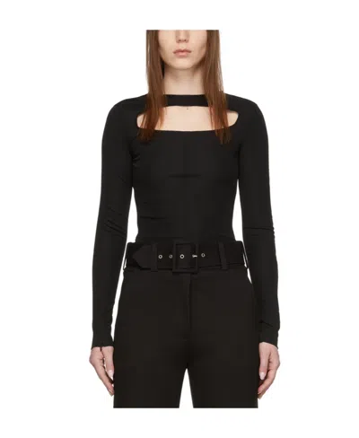 Victoria Beckham Cut-out Detail Long-sleeve Top In Black