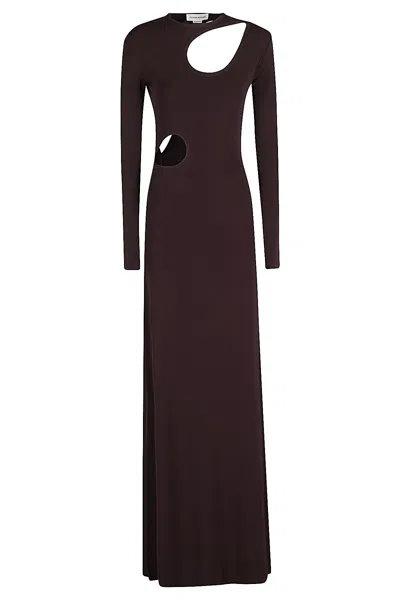 Victoria Beckham Cut Out Jersey Floorlength Dress In Deep Mahogany