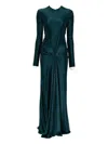 Victoria Beckham Cut-out Long-sleeve Maxi Dress In Blue