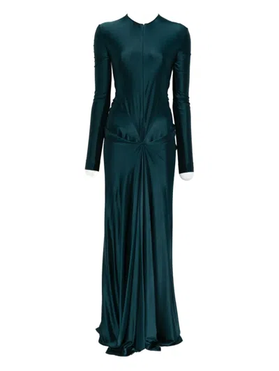 Victoria Beckham Cut-out Long-sleeve Maxi Dress In Blue