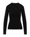 Victoria Beckham Asymmetric Cut Out Crewneck Top In Black
