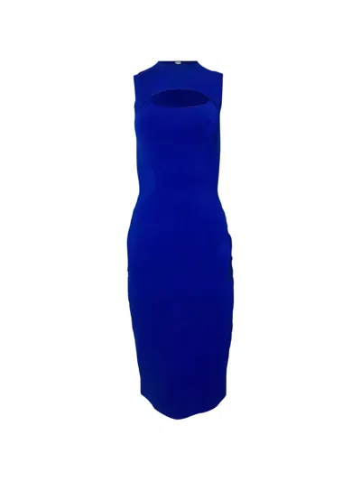 Pre-owned Victoria Beckham Cut-out Pointelle Midi Dress In Blue