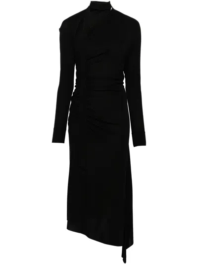 Victoria Beckham Cut-out Ruched Midi Dress In Black