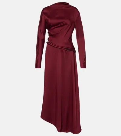 VICTORIA BECKHAM CUTOUT DRAPED CRÊPE SATIN MIDI DRESS