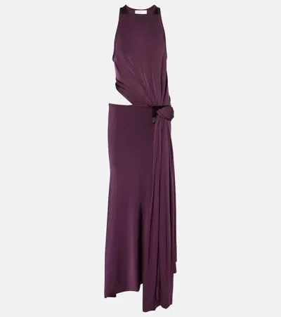 Victoria Beckham Cutout Draped Jersey Midi Dress In Purple