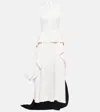 Victoria Beckham Cutout Halterneck Satin And Crêpe Gown In Ivory