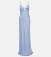 Victoria Beckham Cutout Satin Gown In Blue